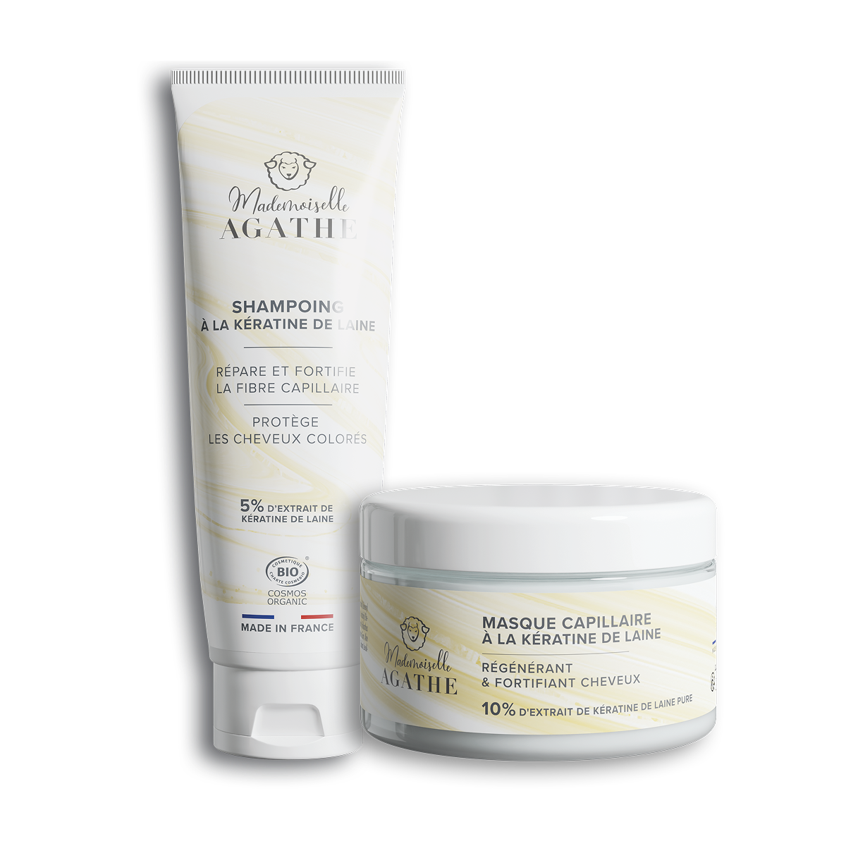 Duo essentiel capillaire à la kératine de laine de mouton certifié bio - répare & protège