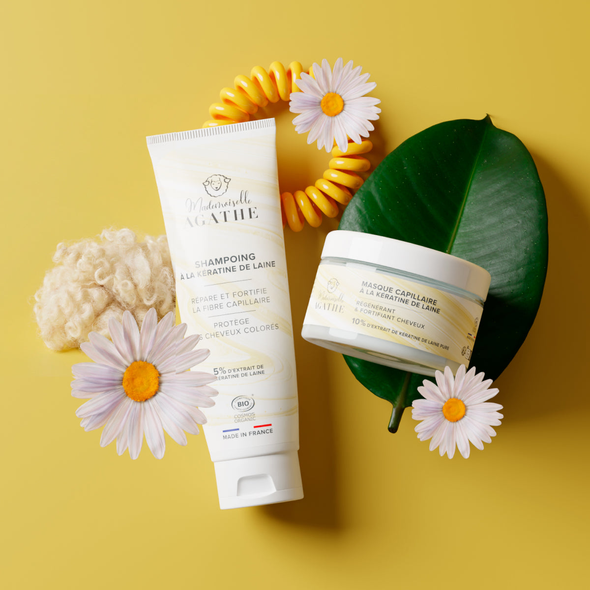 Duo essentiel capillaire à la kératine de laine de mouton certifié bio - répare & protège
