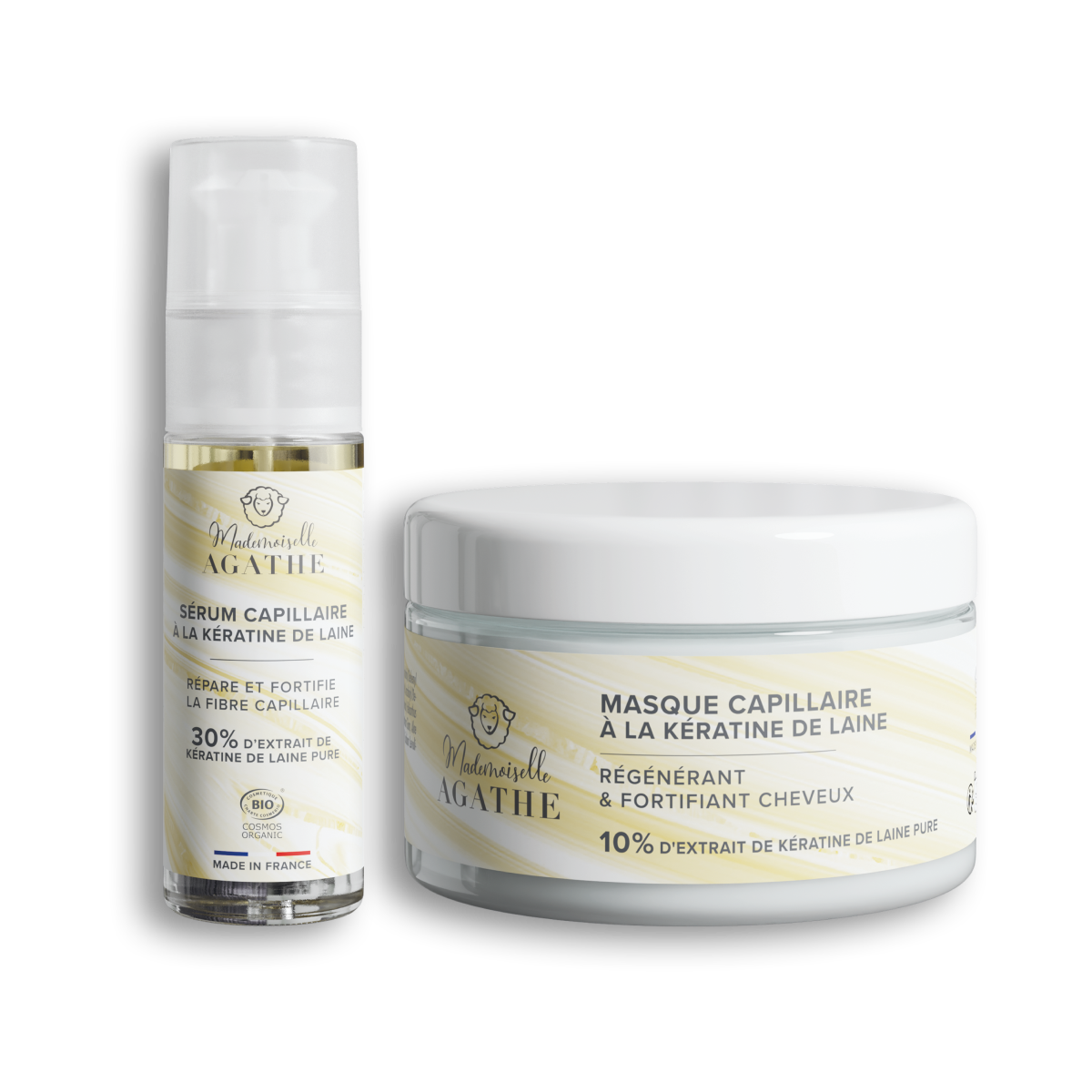 Duo réparation capillaire intense à la kératine de laine de mouton certifié bio - répare & protège