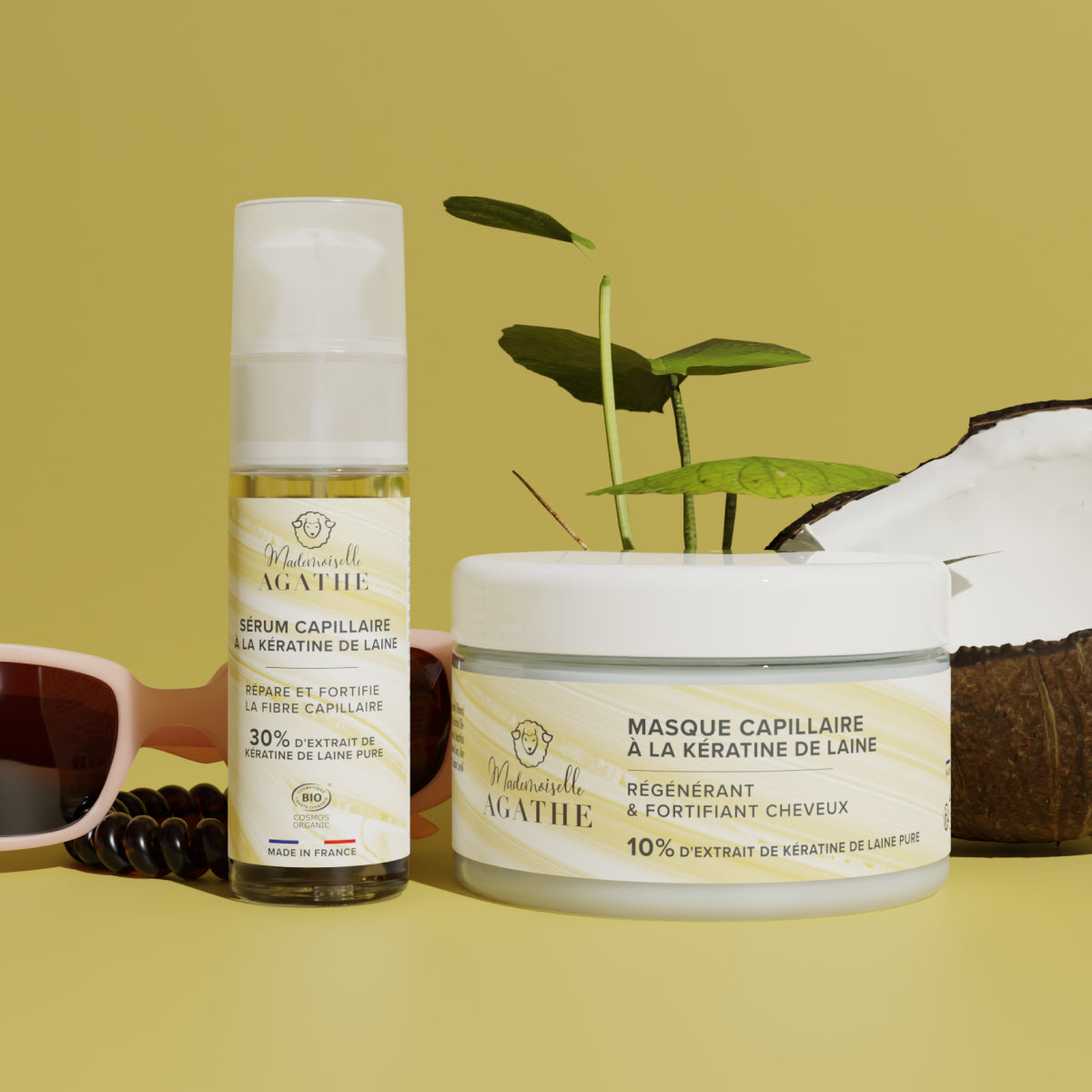 Duo réparation capillaire intense à la kératine de laine de mouton certifié bio - répare & protège