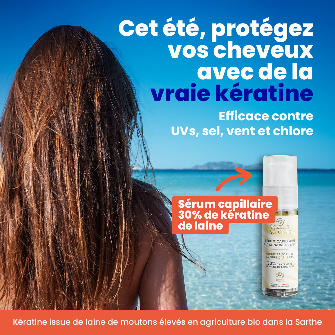 Sérum capillaire à la kératine de laine certifié bio -  répare & protège