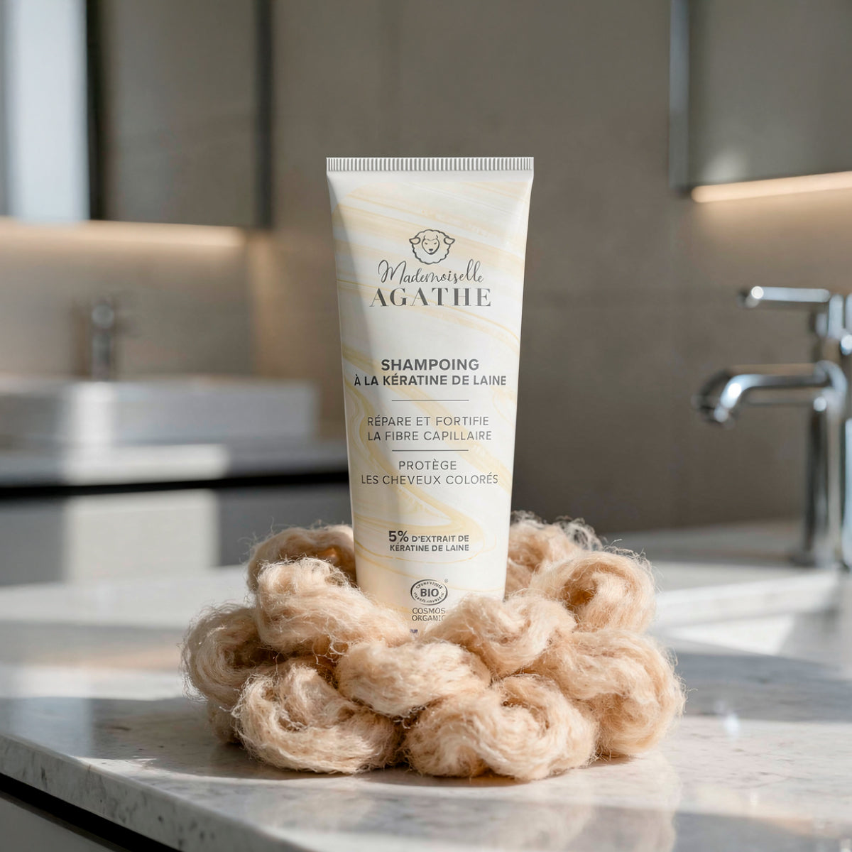 Shampoing à la kératine de laine certifié bio - répare & protège